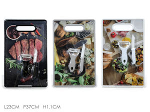 TAGLIERE IN PLASTICA SET CON COLTELLO E PELAVERDURE CM.23x37 GENERAL 512721