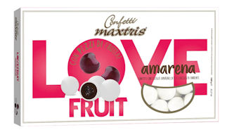 CONFETTI MAXTRIS LOVE FRUIT AMARENA 1KG. AMARENETTA RICOP. CIOCCOLATO BIANCO E F