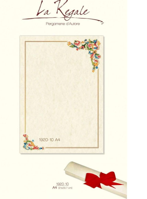 CARTA PERGAMENA A4 160GR. DECORO FIORENTINO 1920-10 PEZZI 12