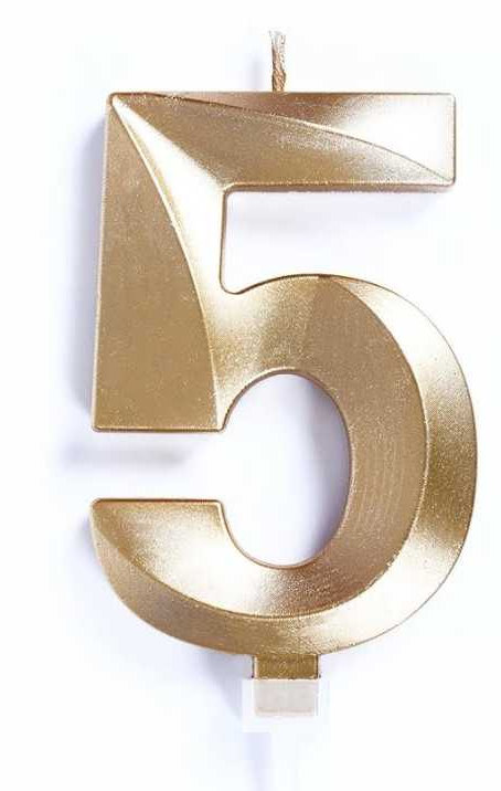 CANDELINA CERA 3D CM.10 ORO CHROME NUMERO 5