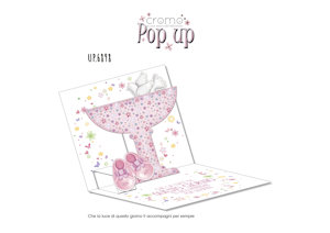 BIGLIETTI BATTESIMO POP UP CM.15x15 ROSA NO.6898 PEZZI 6