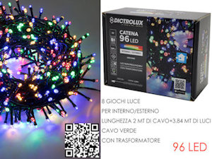 96 LED MINILUCCIOLE ESTERNO MT.3,84+2 CAVO MULTICOLOR PROGRAMMABILE 449946 GENER
