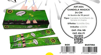 PETARDO SCINTILLE ORO CANDELINA MAGICA 24CM CONF.10PZ. ART.604