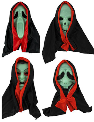 MASCHERA MOSTRI GLOW SAGOMATA CON CAPPUCCIO SOGGETTI VARI SWEEPING