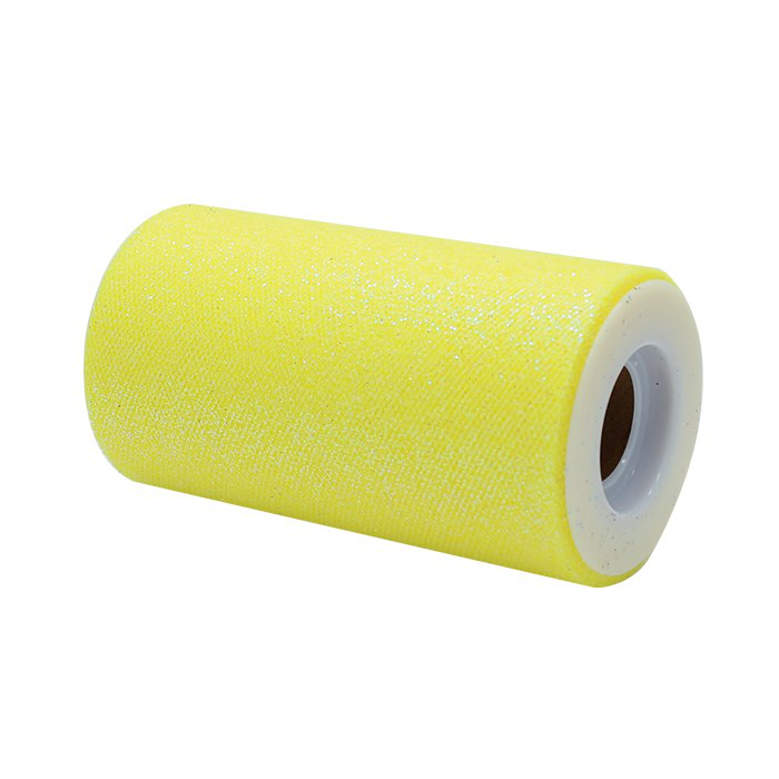 ROTOLO TULLE GLITTER H.CM.12.5 x 25MT. GIALLO