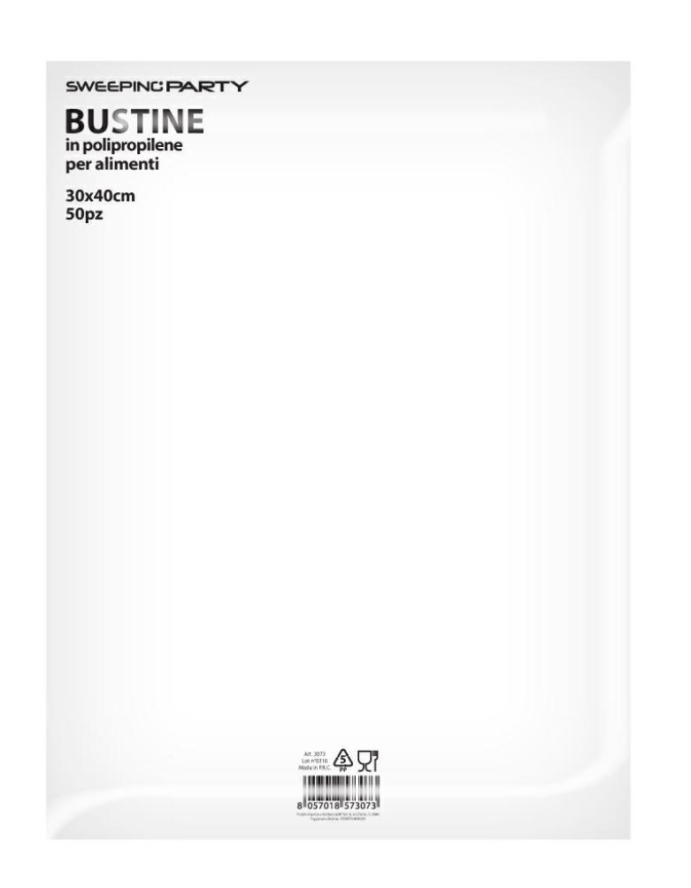 BUSTINE IN PPL NEUTRO CRYSTAL CM.30x40 conf .da 50PZ. ANCHE x ALIMENTI SWEEPING