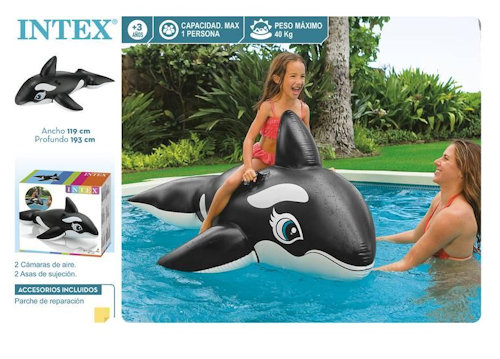 CAVALCABILE GONFIABILE ORCA GIGANTE NERA CM. 193x119 INTEX 58561