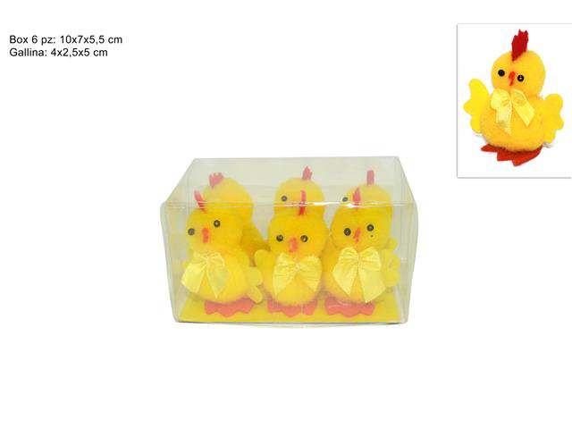 ANIMALETTI PASQUALI GALLINELLA GIALLA CM.4x2.5x5 CONF.6PZ.