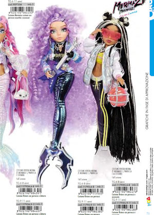 COSTUME PERSONAGGIO RIVIERA MERMAZE MERMAIDS TAGLIA 6/8 ANNI CON PARRUCCA