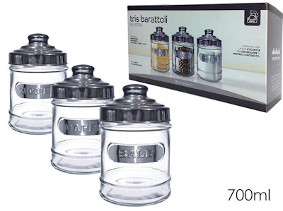 BARATTOLO IN VETRO CON COPERCHIO SET. 3PZ. 703000 GENERAL