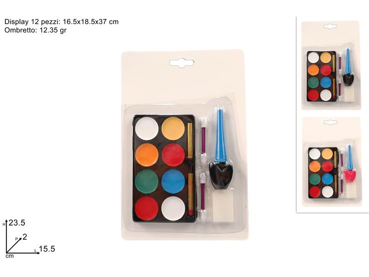 MAKE UP SET TAVOLA COLORI CON PENNELLI E MATITE SU BLISTER 2 ASSORTIMENTI