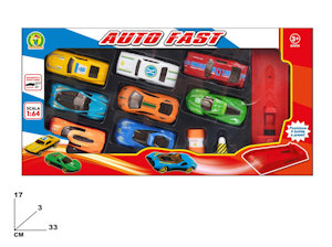 AUTO MODELLINO IN CONFEZIONE DA 8 PZ. CON KIT LANCIATORE MAZ