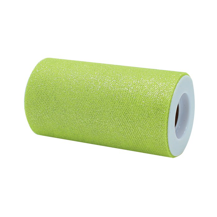 ROTOLO TULLE GLITTER H.CM.12.5 x 25MT. VERDE LIME