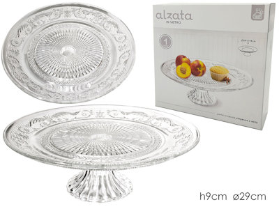 ALZATA VASSOIO IN VETRO TRASPARENTE H. CM.9 xD.29 521933 GENERAL