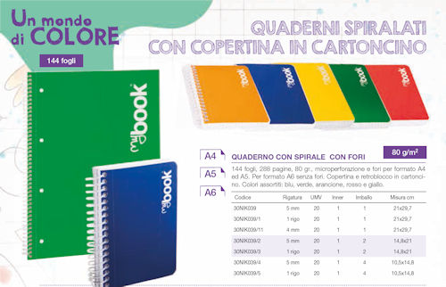 QUADERNO SPIRALATO 4 FORI 144FF A5 RIGATURA 1 RIGO NIKOFFICE PEZZI 5