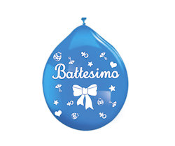 FESTA BATTESIMO CELESTE PALLONCINI 10 POLLICI  CM.26 CONF.20PZ. VALVOLA SOPRA BI