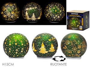 SCENARIO NATALIZIO CON LUCE IN PALLA DI VETRO RUOTANTE CM.H.20 VERDE 480538 GENE