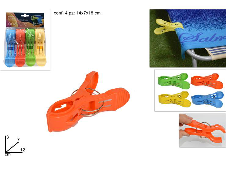 LETTINO SOLO PINZE MOLLETTE PER TELO MARE CONF.4PZ. DUESSE