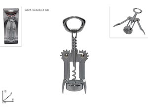 UTENSILE CAVATAPPI CON APRIBOTTIGLIA CON LEVE IN ACCIAIO DUESSE
