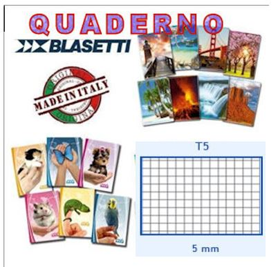 QUADERNO 80gr. ff. 20+1 A QUADRETTI 5 M SENZA MARGINI pezzi 10