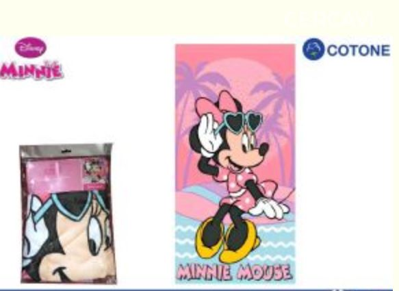 TELO MARE BAMBINO PERSONAGGIO CM.70x140 MINNIE IN COTONE EOLD.