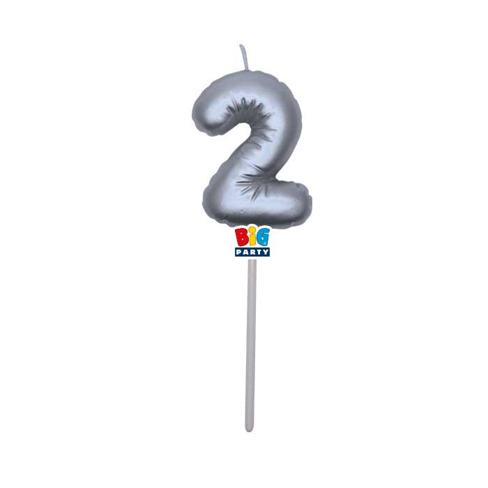 CANDELINA CERA BALLON CM.13 ARGENTO METAL N.2 BIGPARTY