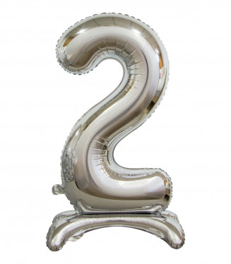 PALLONCINO MYLAR NO ELIO ARGENTO NUMERO 2 D.30 CON PIEDINI CM.76