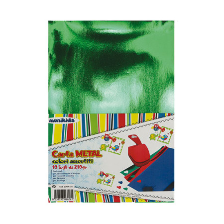 CARTA METALLIZZATA A4 210GR. CONF.10 FOGLI ASSORTITI NIKOFFICE