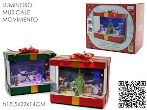 CARILLON AMBIENTE NATALIZIO  LUCI E MOVIMENTO PACCO REGALO CM.H.18xD.14 442419 G
