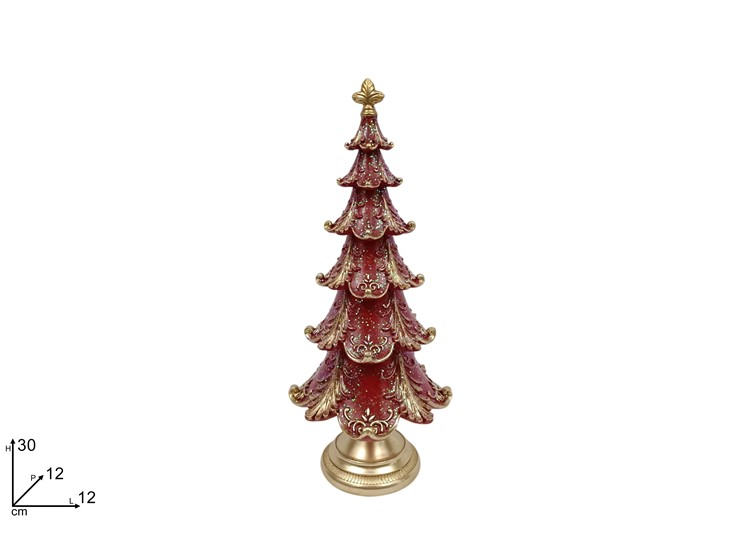 ALBERO DI NATALE IN METALLO ROSSO CON BASE ORO CM.H.30 DUESSE