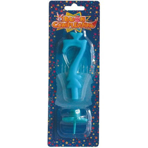 CANDELINA CON PIEDINO CELESTE N.7 IN BLISTER CON PIEDINO