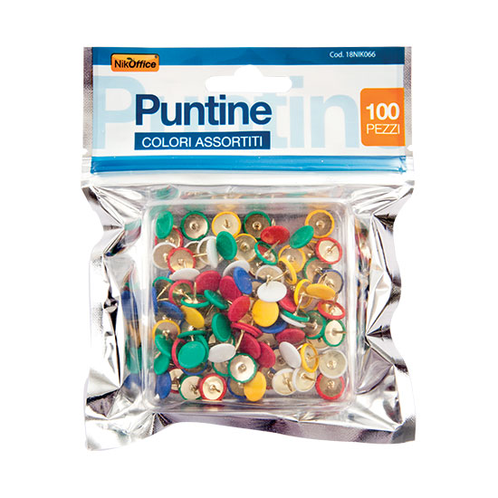 PUNESSE CON TESTA PLASTIFICATA ASSORTITE IN SCATOLINA DA 100PZ. IN BUSTA NIKOFFE