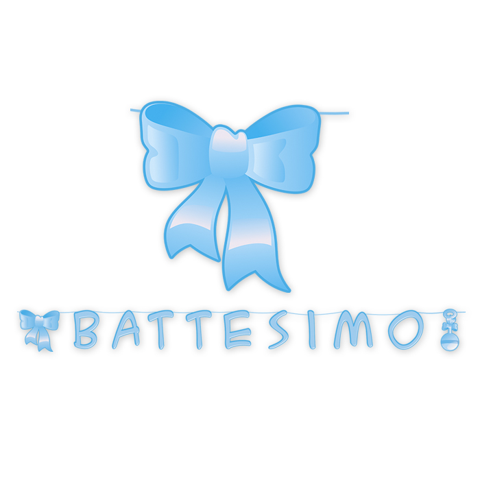 BATTESIMO CELESTE DECORO FIOCCO FESTONE IL MIO BATTESIMO CM.600 BIGPARTY