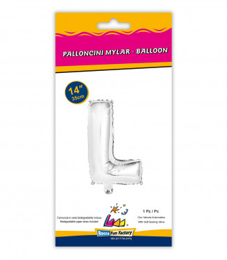PALLONCINO MYLAR  cm.36 LETTERA ARGENTO L