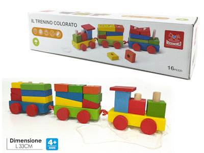 GIOCO IN LEGNO TRENINO COLORATO CM.33 16PZ. 100205 GENERAL