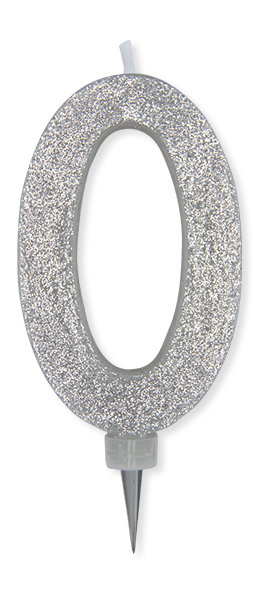 CANDELINA MAX CERA SWEETY CM.15 GLITTER ARGENTO N. 0 BIGPARTY