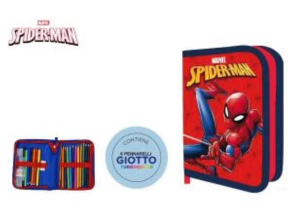 ASTUCCIO SCUOLA 1 ZIP SPIDERMAN 6+12 FILA + ACCESSORI EOLD.