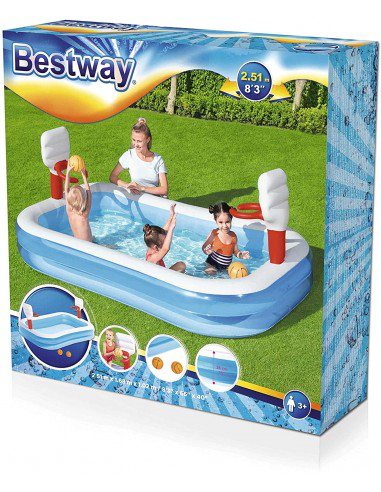 PISCINA GONFIABILE N RETTANGOLARE CM.251x168x102 CANESTRI  2 PALLE BESTWAY 54122