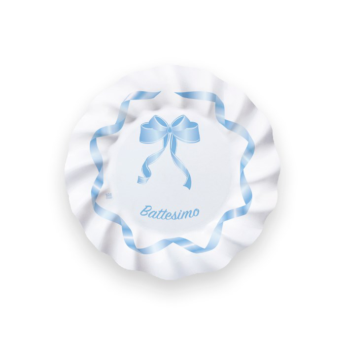 BATTESIMO CELESTE DECORO FIOCCO PIATTI CM.20 CONF.8PZ. BIGPARTY