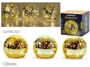 SCENARIO NATALIZIO CON LUCE IN PALLA DI VETRO BOROSILICATO CM.D.12 ORO 425201 GE