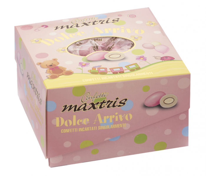 CONFETTI MAXTRIS CIOCOMANDORLA EVENTO 500gr. DOLCE ARRIVO ROSA INCARTATI IN VASS