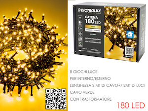 180 LED MINILUCCIOLE ESTERNO MT.7,20+6,5 CAVO ORO PROGRAMMABILE 449957BI  GENERA