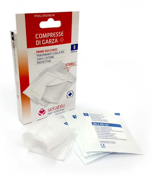 MEDICAZIONE CEROTTI SPECIFICI COMPRESSE DI GARZE BIANCA 8PZ SETABLU