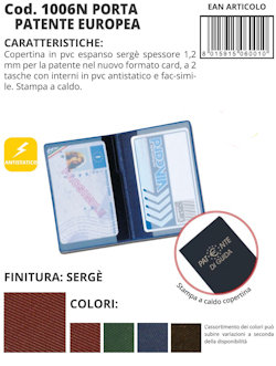 PORTA CARD SOLO PORTA PATENTE EUROPEA IN PVC 2 TASCHE 1006N ALPLAST