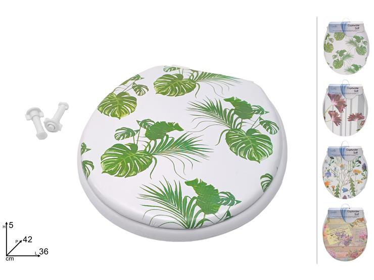 COPRI WATER IN PLASTICA MORBIDO DECORATO FANTASIA FIORI DUESSE