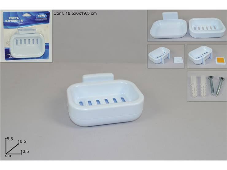 PORTASAPONETTA IN PLASTICA DA MURO DOPPIO FISSAGGIO cm.13,5x10,5x5,5