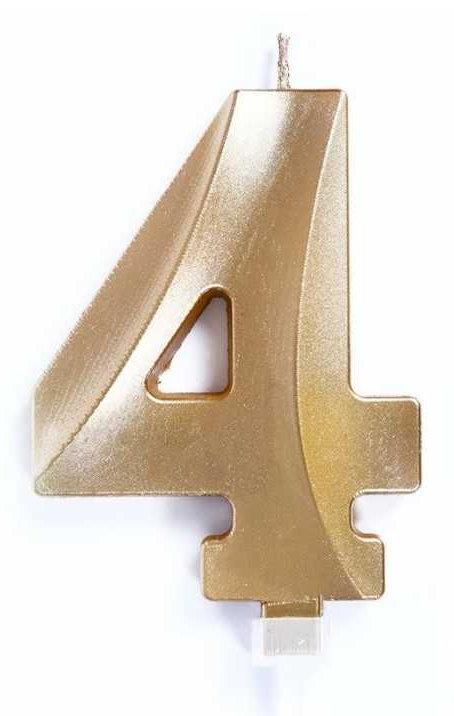 CANDELINA CERA 3D CM.10 ORO CHROME NUMERO 4