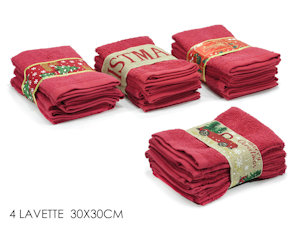 LAVETTE CM.30x30 SET 4PZ.IN STOFFA ROSSE 441750 GENERAL