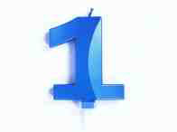 CANDELINA CERA 3D CM.10 BLU CHROME NUMERO 1