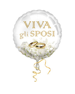 MATRIMONIO VIVA GLI SPOSI ORTENSIA PALLONCINO MYLAR CM.45 TONDO BIGIEMME